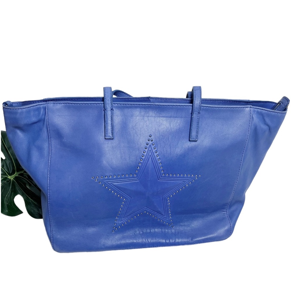 ASH RARE STAR STUDDED BLUE LEATHER TOTE BAG